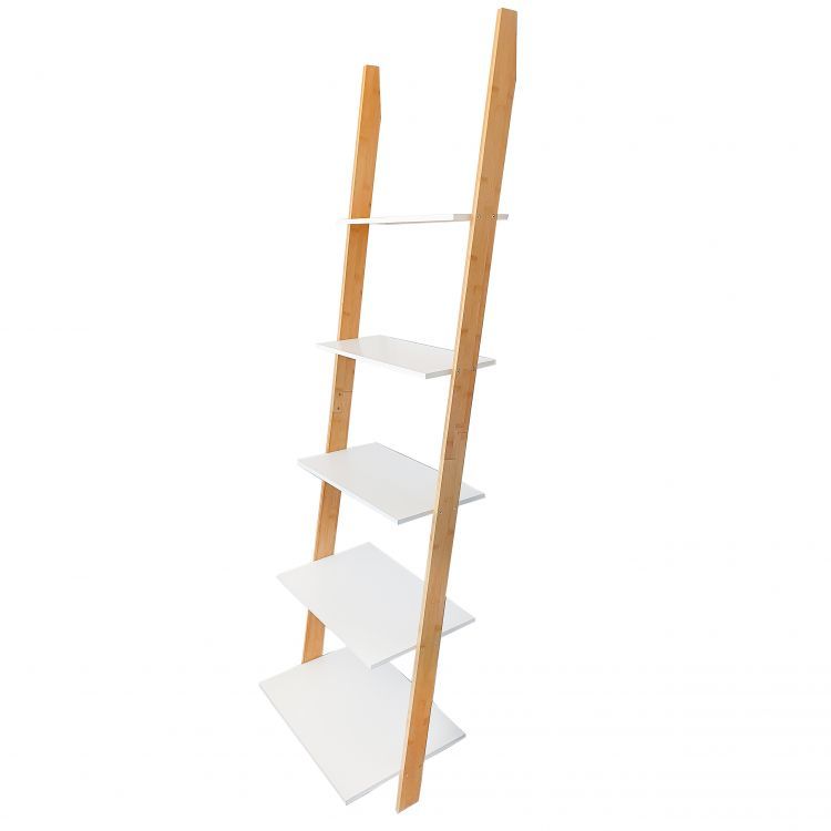 Iso Trade Knižnica, police, bambusový rebrík | 177 cm
